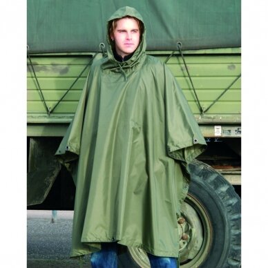 "MIL-TEC" Apsiaustas nuo lietaus - PONCHO PE R/S 780GR. - OLIVE (10630001)