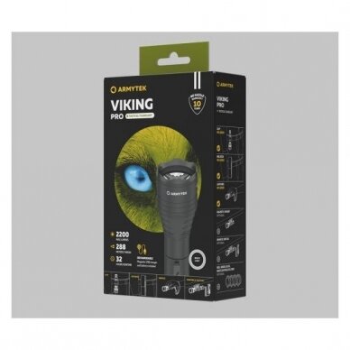 "Armytek" žibinutvėlis Viking Pro Magnet USB / White / 2200 lm / 11°:40° / 1x18650 (incl.) 4