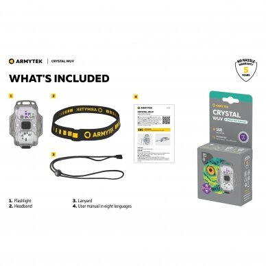 "Armytek" žibinutvėlis Crystal WUV Grey / White & Ultraviolet / 150 lm & 325 mW (365 nm) / headband / lanyard / built-in Li-Pol battery 3