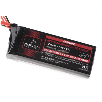 Airosft - "Nimrod" Baterija - Lipo 7.4V 1800mAh 65C Graphene Mini Type T-Plug