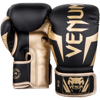 "Venum" bokso pirštinės Elite - Black/Gold 1