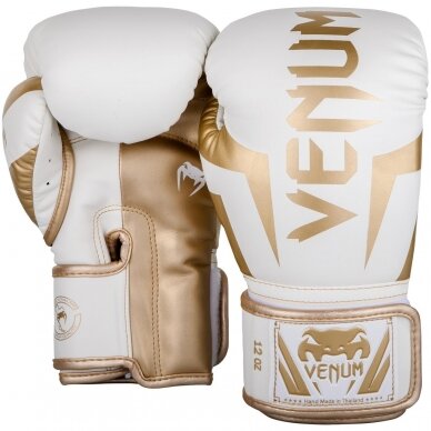 "Venum" bokso pirštinės Elite - White/Gold 1