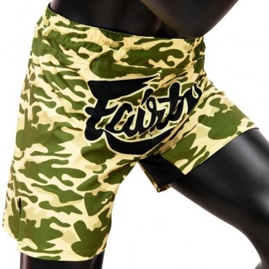 "Fairtex" universalūs šortai kovoms Sandy - Green/Sand 3