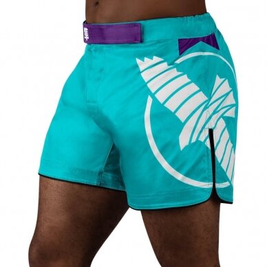 "Hayabusa" MMA šortai Icon Mid-Length - Teal/White