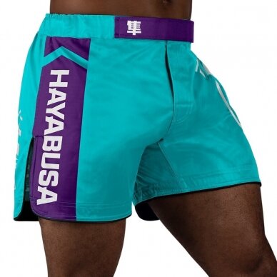 "Hayabusa" MMA šortai Icon Mid-Length - Teal/White 3