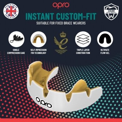 "OPRO" dantų apsauga turintiems breketus Instant Custom Braces Single Colour - Black/White 3