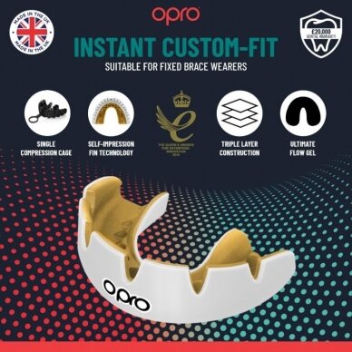 "OPRO" dantų apsauga turintiems breketus Instant Custom Braces-Fit Single Colour - Black/White 3