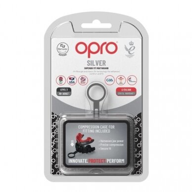 "OPRO" dantų apsauga GEN5 Silver Jaws - Black/Silver 4