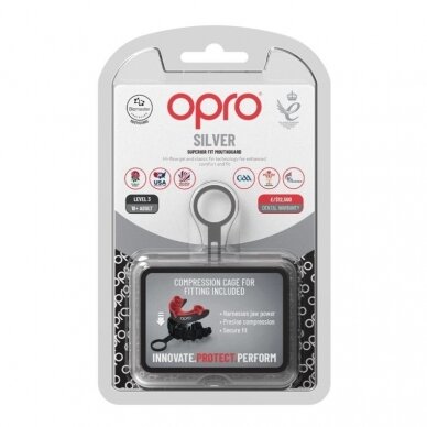 "OPRO" dantų apsauga vaikams Self-Fit Silver - Black/Red 4
