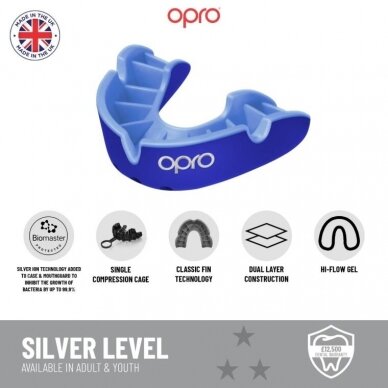 "OPRO" dantų apsauga vaikams Self-Fit Silver - Light Blue 2