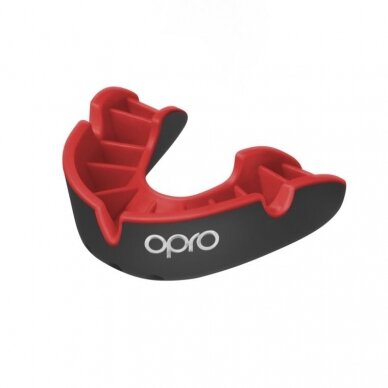 "OPRO" dantų apsauga Self-Fit Silver - Black/Red