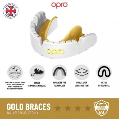"OPRO" dantų apsauga turintiems breketus Self-Fit Gold Braces - White/Gold 5