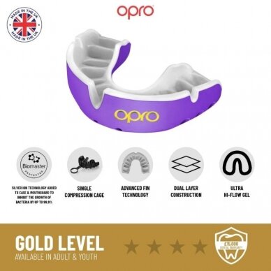 "OPRO" dantų apsauga vaikams Self-Fit Gold - White/Gold 2