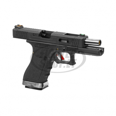 Airsoft - "WE" Šratasvydžio pistoletas - G-Force 17 BK Silver Barrel Metal Version GBB - Black 3