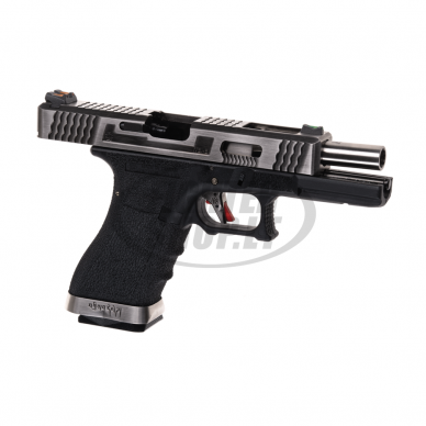 Airsoft - "WE" Šratasvydžio pistoletas - G-Force 17 SV Silver Barrel Metal Version GBB - Black 2