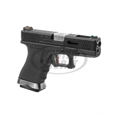 Airsoft - "WE" Šratasvydžio pistoletas - G-Force 19 BK Silver Barrel Metal Version GBB - Black