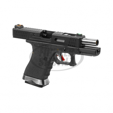 Airsoft - "WE" Šratasvydžio pistoletas - G-Force 19 BK Silver Barrel Metal Version GBB - Black 2