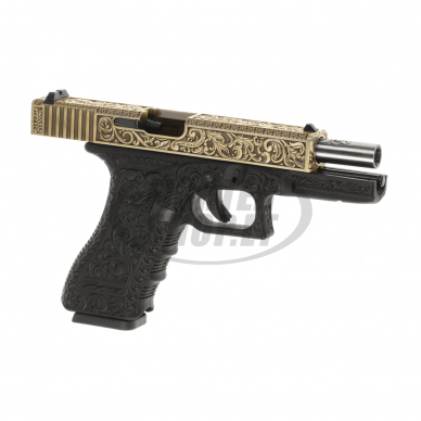 Airsoft - "WE" Šratasvydžio pistoletas - WE17 Etched Metal Version GBB - Gold 2