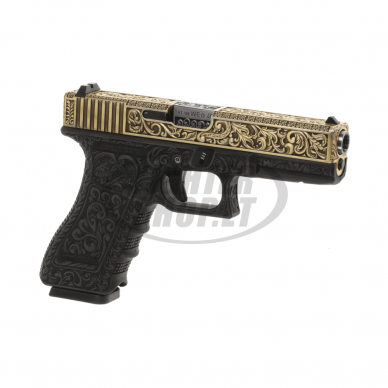 Airsoft - "WE" Šratasvydžio pistoletas - WE17 Etched Metal Version GBB - Gold 3
