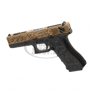 Airsoft - "WE" Šratasvydžio pistoletas - WE18C Etched Metal Version GBB - Gold 1