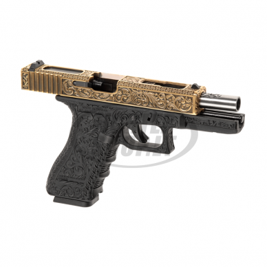 Airsoft - "WE" Šratasvydžio pistoletas - WE18C Etched Metal Version GBB - Gold 2