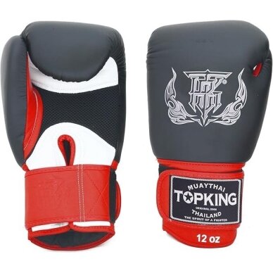 "Top King" bokso pirštinės - Ultimate Air - Black/White/Red