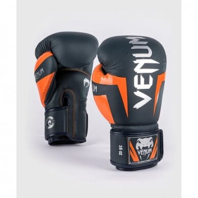 "Venum" bokso pirštinės Elite - Navy/Silver/Orange 1