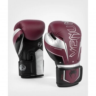 "Venum" bokso pirštinės Elite Evo - Burgundy/Silver 2