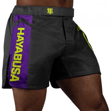 "Hayabusa" MMA šortai Icon Mid-Length - Black/Neon 2