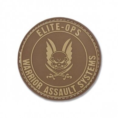 "Warrior" antsiuvas ROUND RUBBER LOGO SHIELD - DARK EARTH (W-EO-RRLS-DE)